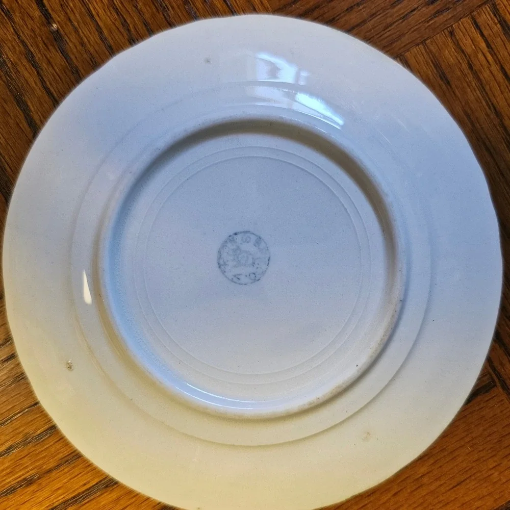 Vintage Porcelain Children and Chicks Collector Plate Green Scalloped Rim 6 Inch